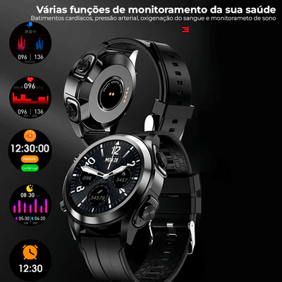 Relógio Inteligente 2 Em 1 Fone De Ouvido Sem Fio Bluetooth Chamada Música Rastreador Esportivo Smartwatch - DreamBR